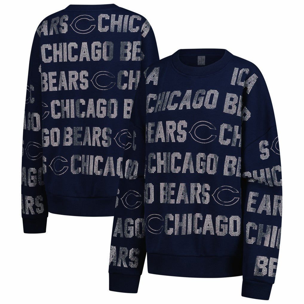 Chicago Bears Gameday Couture Women's Oversized Hype Era Rhinestone Text Sweatshirt - Navy outlet