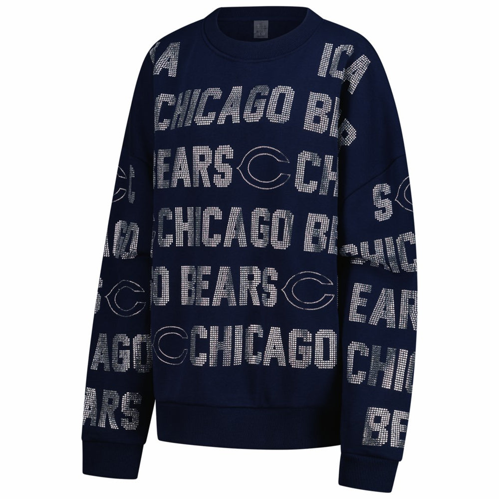 Chicago Bears Gameday Couture Women's Oversized Hype Era Rhinestone Text Sweatshirt - Navy outlet