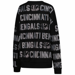Cincinnati Bengals Gameday Couture Women's Oversized Hype Era Rhinestone Text Sweatshirt - Black cheap