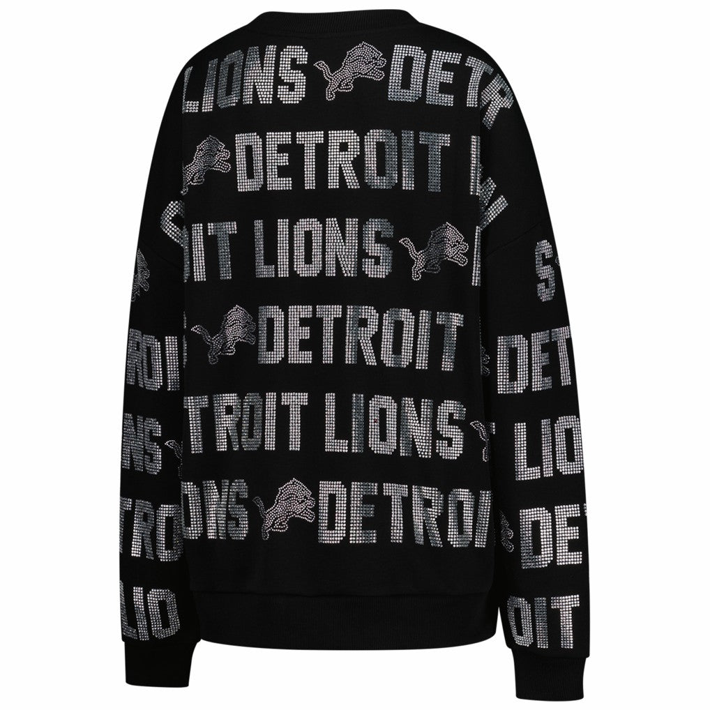 Detroit Lions Gameday Couture Women's Oversized Hype Era Rhinestone Text Sweatshirt - Black online