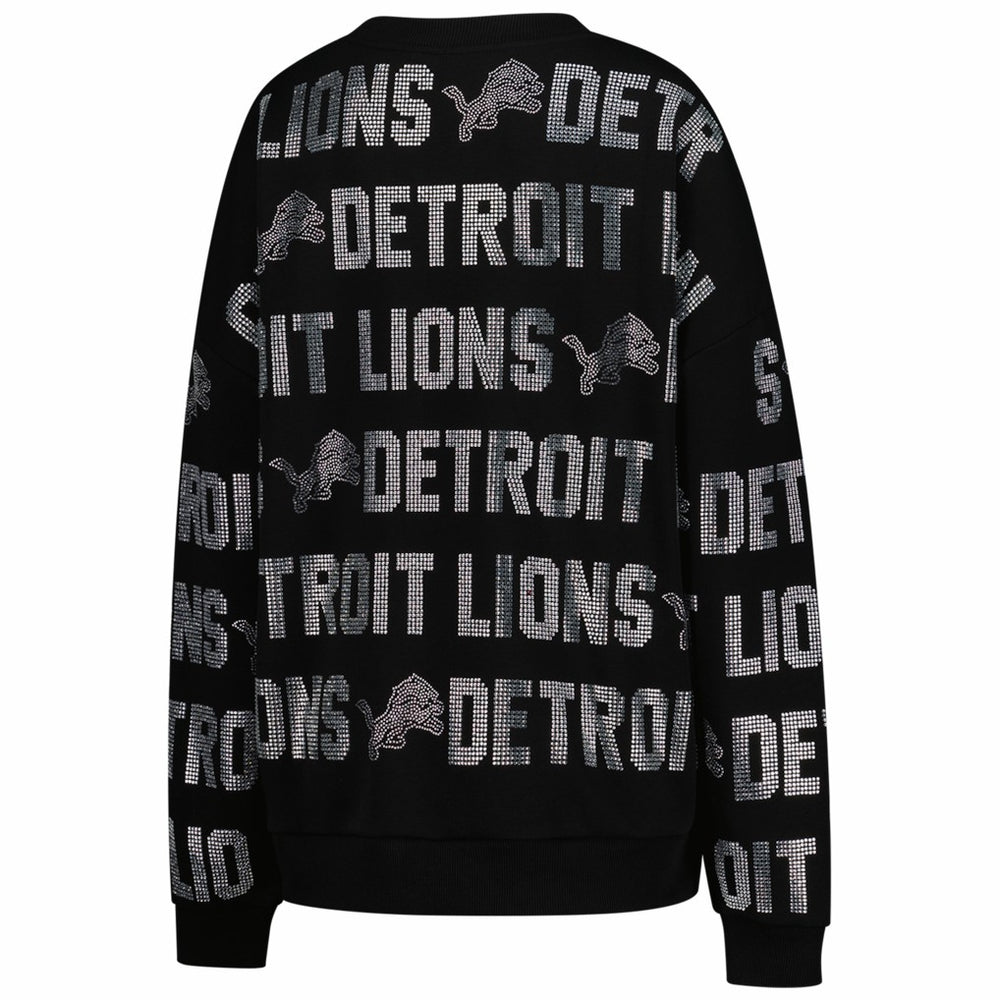 Detroit Lions Gameday Couture Women's Oversized Hype Era Rhinestone Text Sweatshirt - Black online