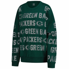 Green Bay Packers Gameday Couture Women's Oversized Hype Era Rhinestone Text Sweatshirt - Green for sale