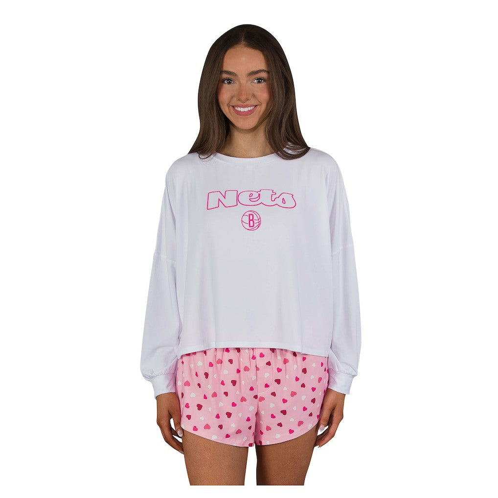 Brooklyn Nets Concepts Sport Women's Lyric Long Sleeve Top & Shorts Set shop