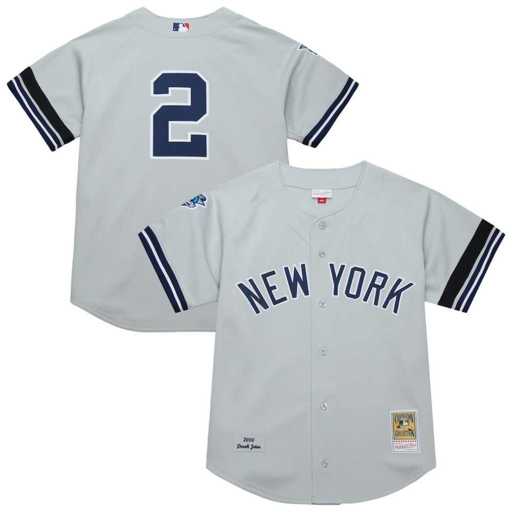 Derek Jeter New York Yankees Cooperstown Collection 2000 World Series Authentic Jersey - Gray | Mitchell & Ness