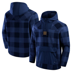 Dallas Cowboys Elements Plaid Polar Fleece Quarter-Zip Hoodie - Navy cheap