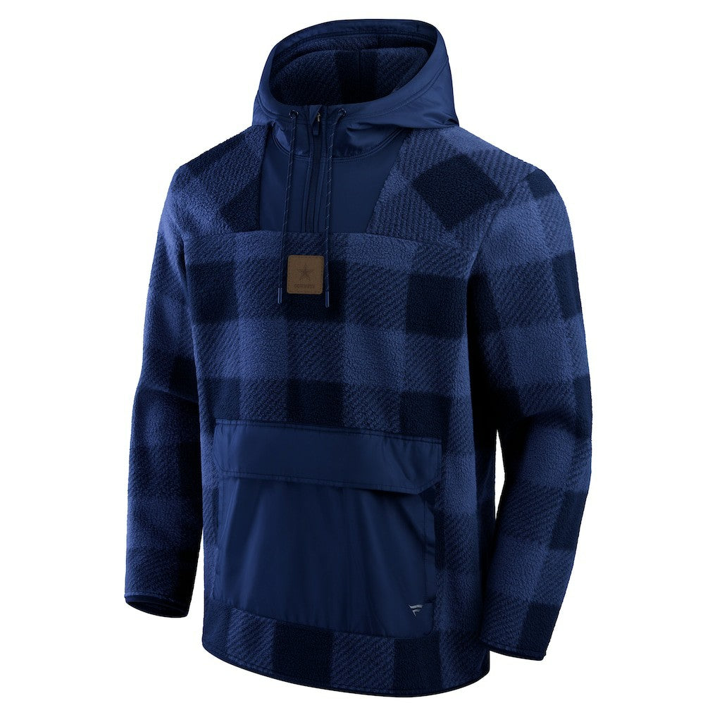 Dallas Cowboys Elements Plaid Polar Fleece Quarter-Zip Hoodie - Navy cheap