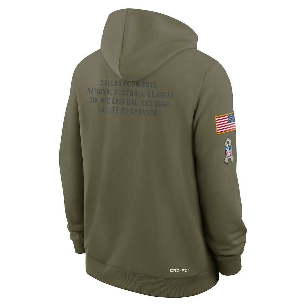 Dallas Cowboys 2025 Salute to Service Sideline Standard Issue Dri-FIT Hoodie - Olive | Nike for sale