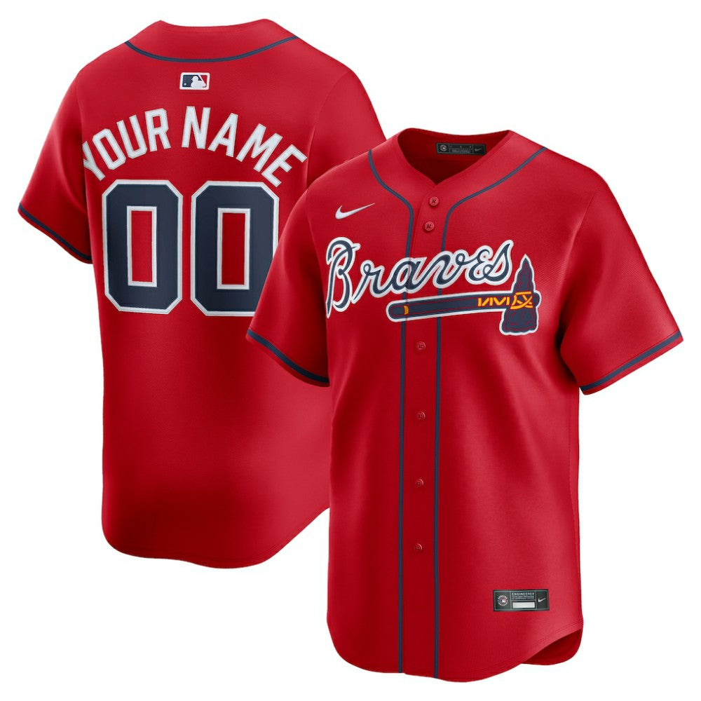 Atlanta Braves Alternate Limited Custom Jersey - Red | Nike