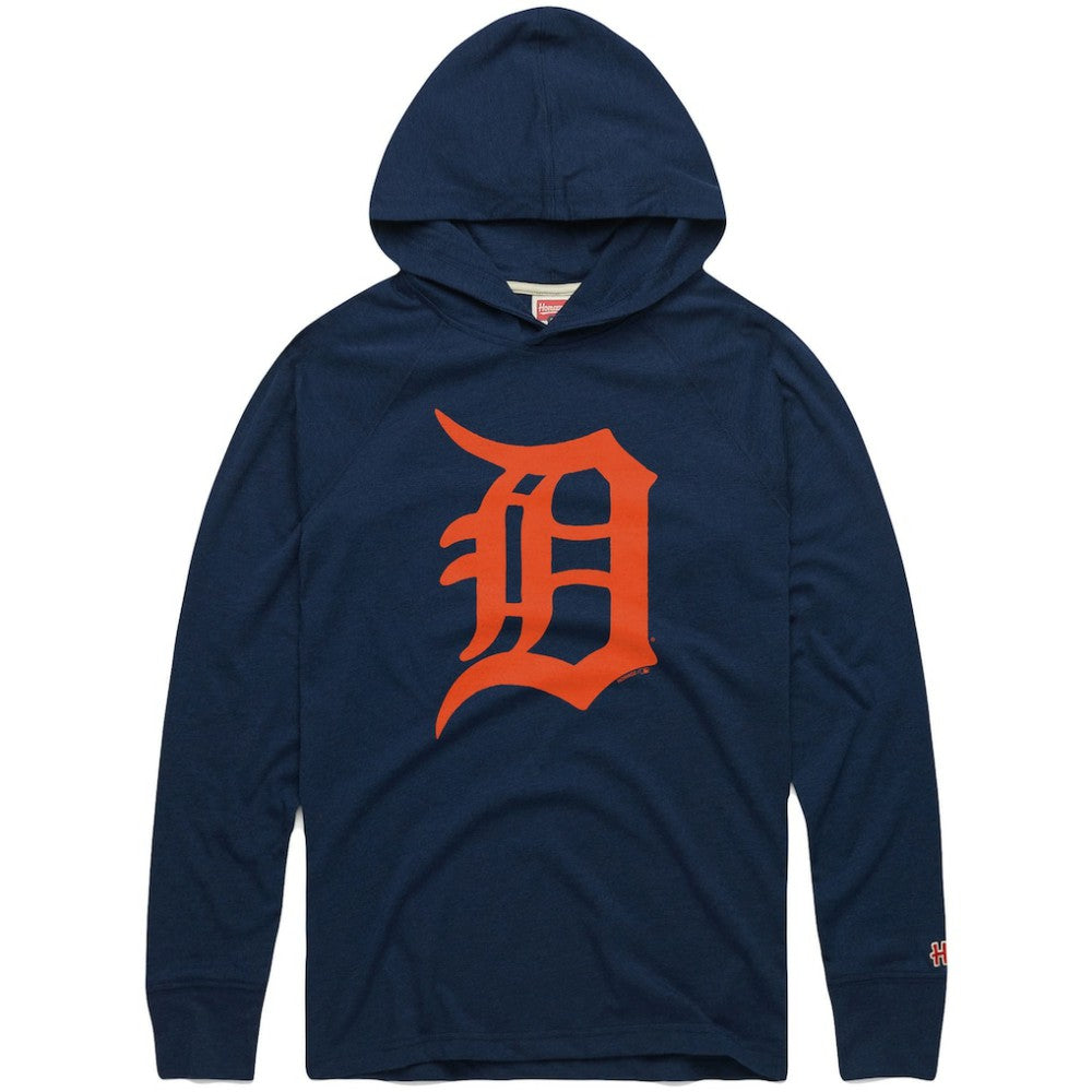 Detroit Tigers Homage Lightweight Raglan Tri-Blend Pullover Hoodie - Navy