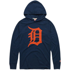 Detroit Tigers Homage Lightweight Raglan Tri-Blend Pullover Hoodie - Navy