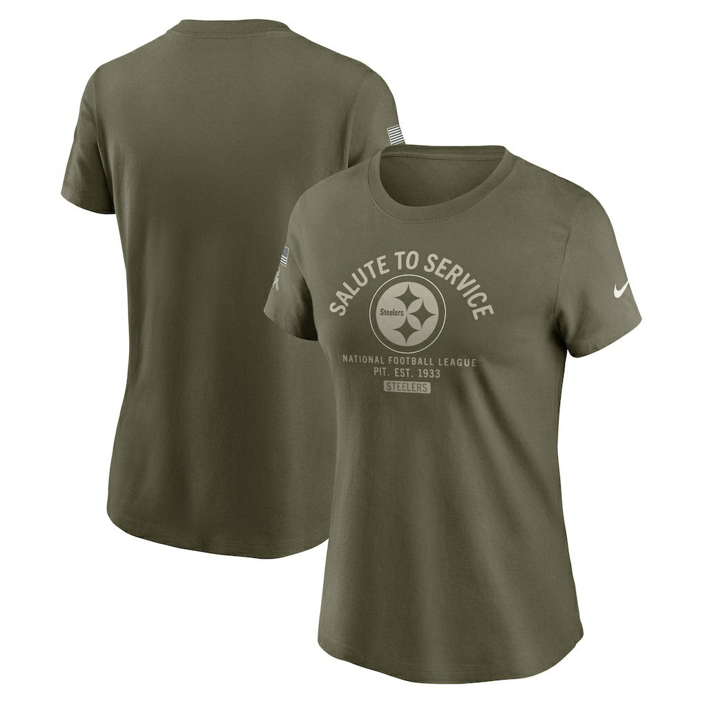 Pittsburgh Steelers Women's 2025 Salute to Service Sideline T-Shirt - Olive | Nike for sale
