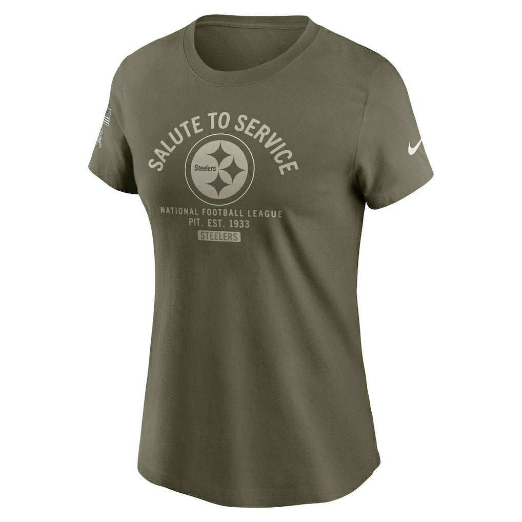 Pittsburgh Steelers Women's 2025 Salute to Service Sideline T-Shirt - Olive | Nike for sale