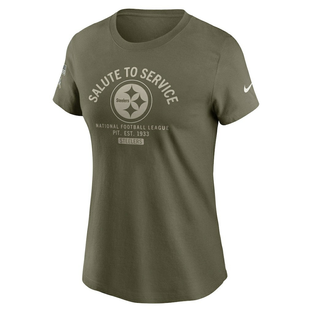 Pittsburgh Steelers Women's 2025 Salute to Service Sideline T-Shirt - Olive | Nike for sale