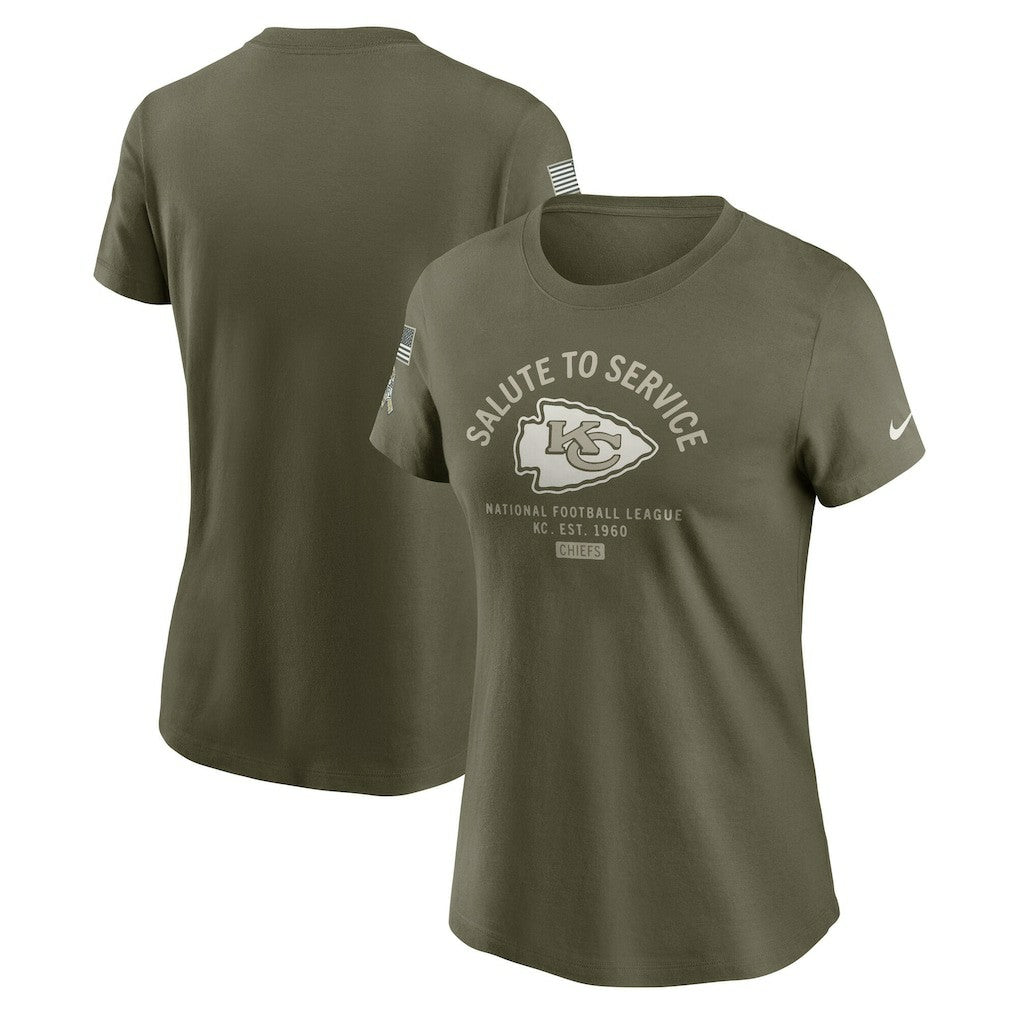 Kansas City Chiefs Women's 2025 Salute to Service Sideline T-Shirt - Olive | Nike outlet