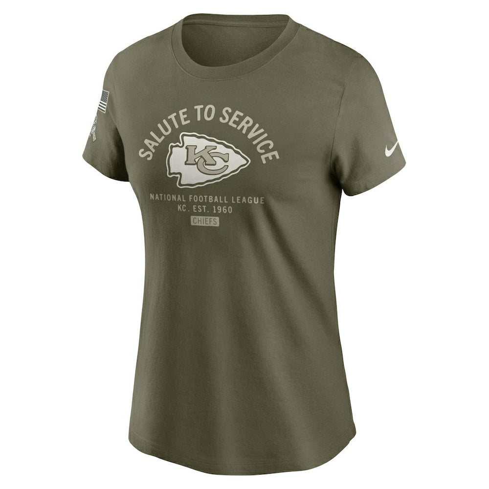 Kansas City Chiefs Women's 2025 Salute to Service Sideline T-Shirt - Olive | Nike outlet