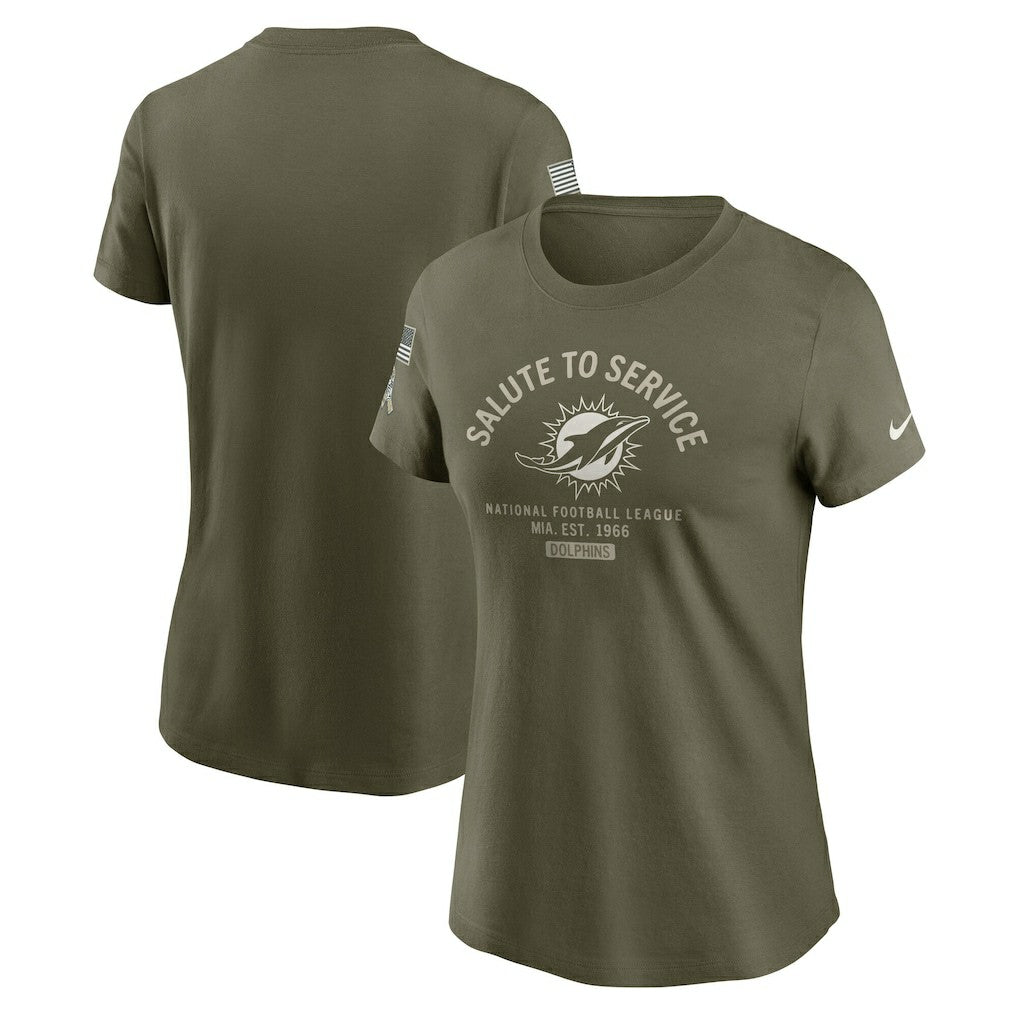 Miami Dolphins Women's 2025 Salute to Service Sideline T-Shirt - Olive | Nike cheap
