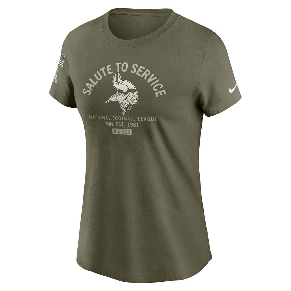 Minnesota Vikings Women's 2025 Salute to Service Sideline T-Shirt - Olive | Nike sale