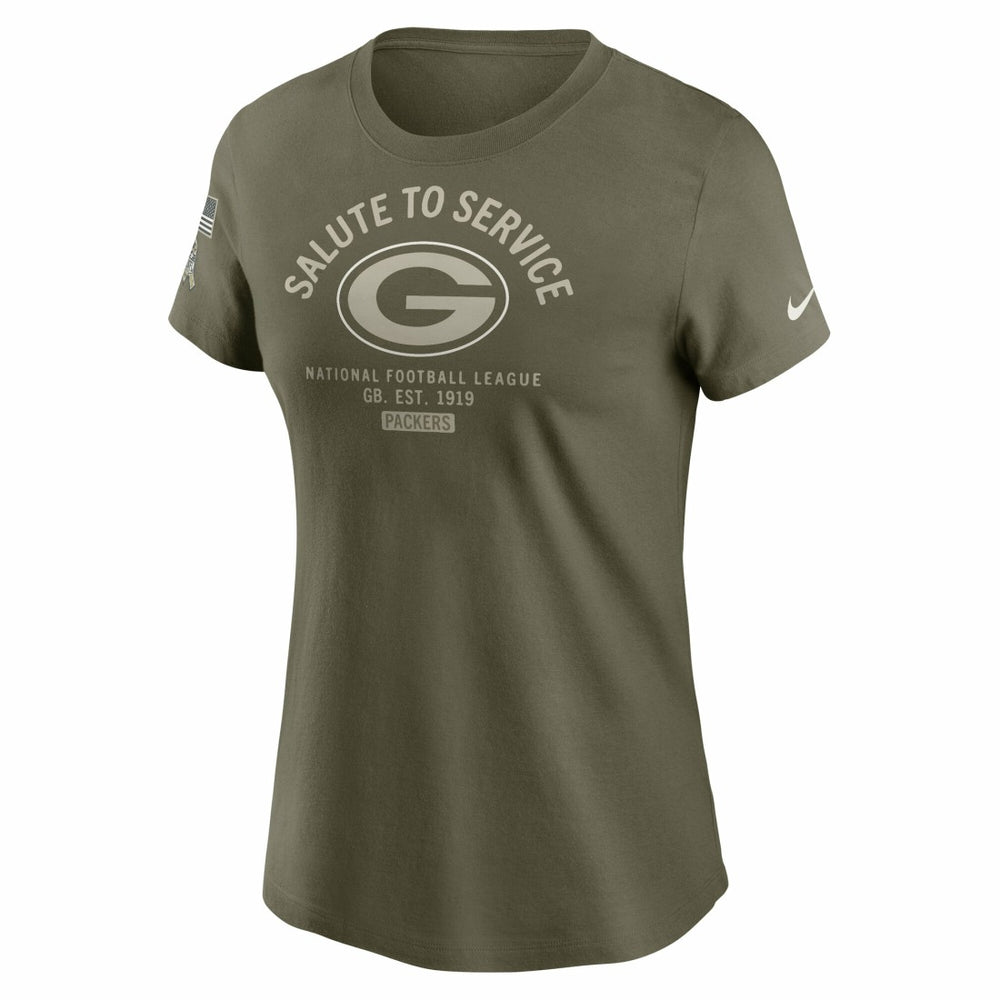 Green Bay Packers Women's 2025 Salute to Service Sideline T-Shirt - Olive | Nike for sale