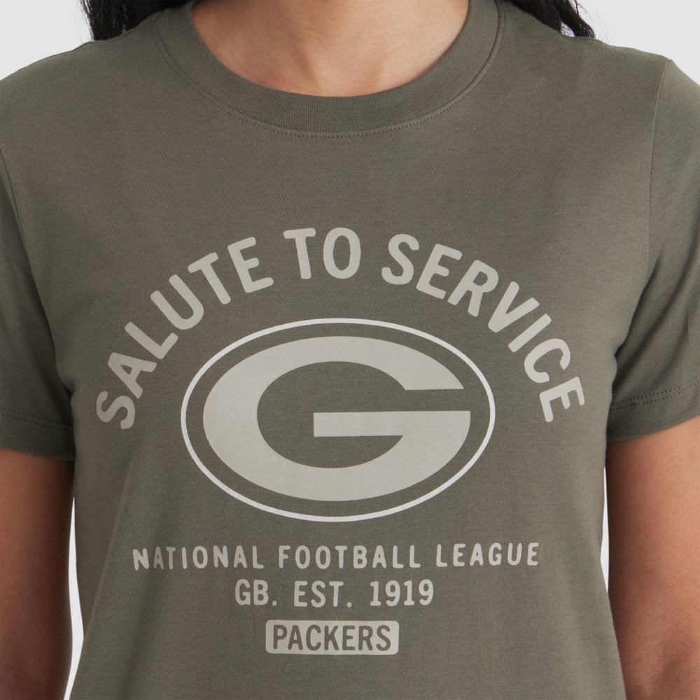 Green Bay Packers Women's 2025 Salute to Service Sideline T-Shirt - Olive | Nike for sale