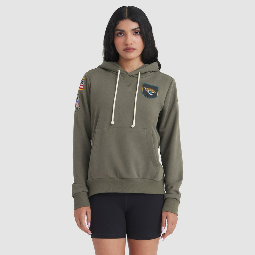 Jacksonville Jaguars Women's 2025 Salute to Service Sideline Standard Issue Dri-FIT Hoodie - Olive | Nike for sale