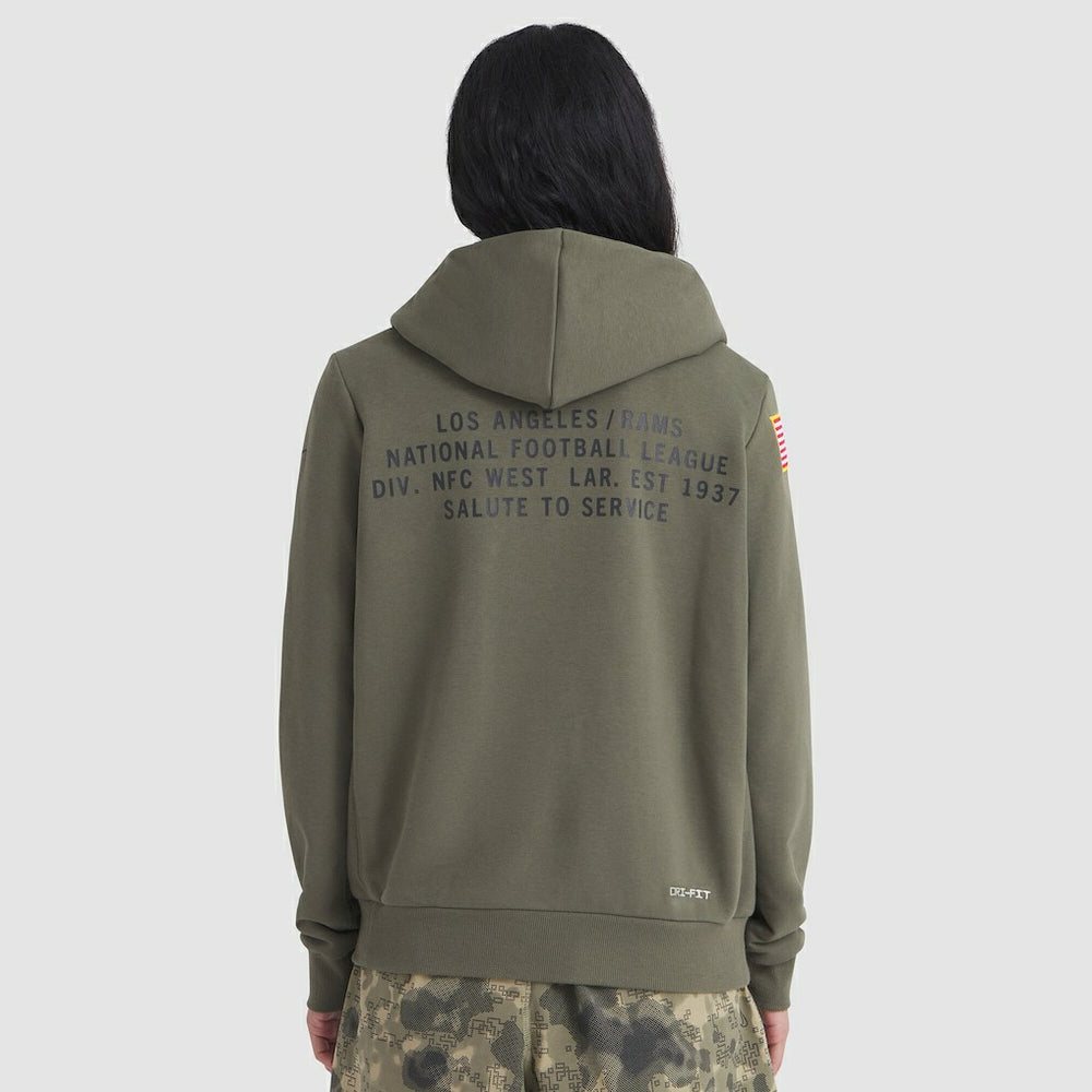 Los Angeles Rams Women's 2025 Salute to Service Sideline Standard Issue Dri-FIT Hoodie - Olive | Nike outlet