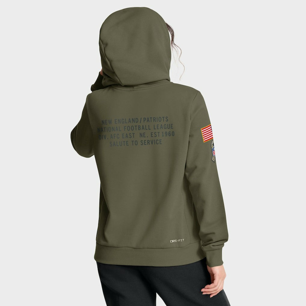New England Patriots Women's 2025 Salute to Service Sideline Standard Issue Dri-FIT Hoodie - Olive | Nike cheap