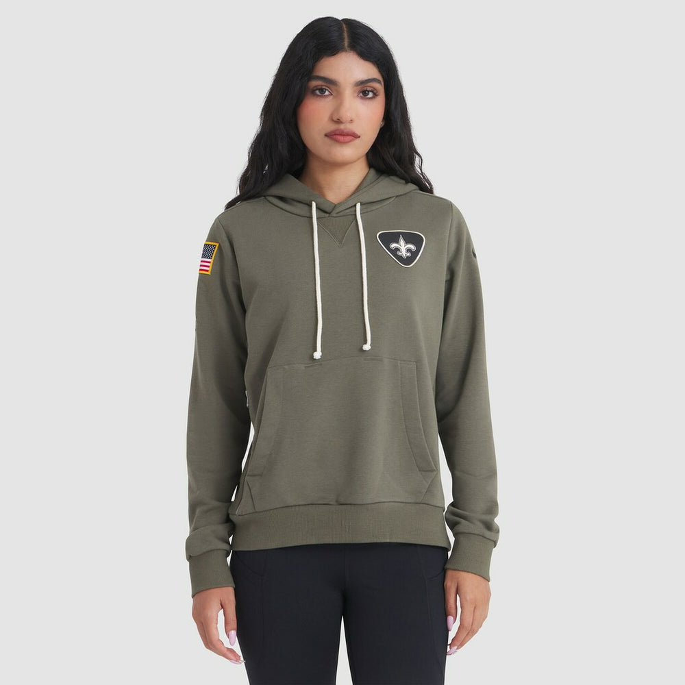 New Orleans Saints Women's 2025 Salute to Service Sideline Standard Issue Dri-FIT Hoodie - Olive | Nike for sale