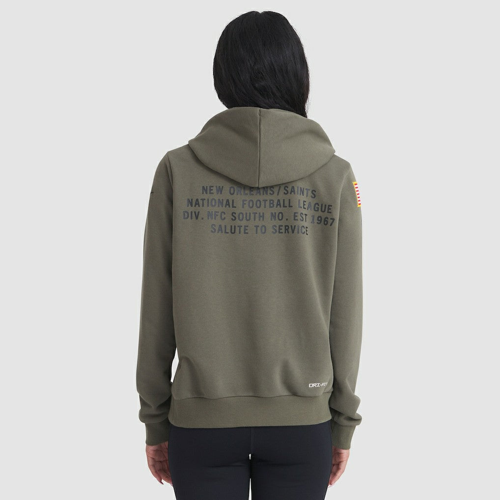 New Orleans Saints Women's 2025 Salute to Service Sideline Standard Issue Dri-FIT Hoodie - Olive | Nike for sale