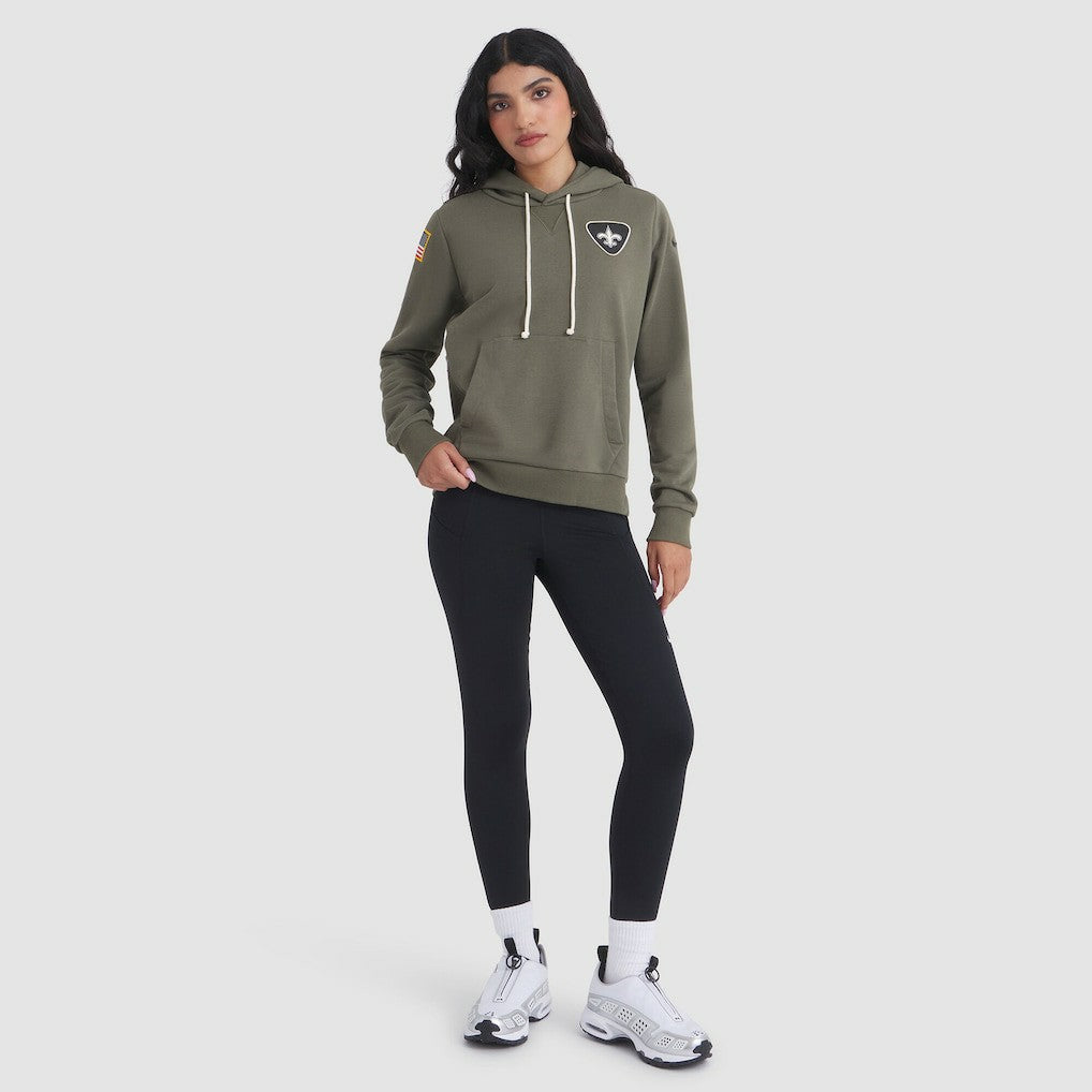 New Orleans Saints Women's 2025 Salute to Service Sideline Standard Issue Dri-FIT Hoodie - Olive | Nike for sale