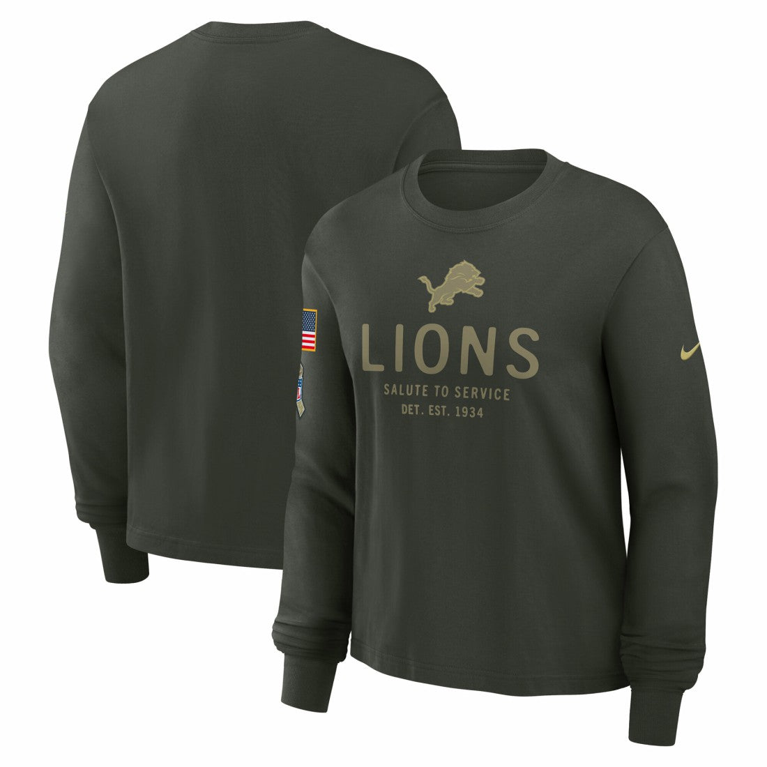 Detroit Lions Women's 2025 Salute to Service Sideline Dri-FIT Long Sleeve T-Shirt - Dark Green | Nike cheap