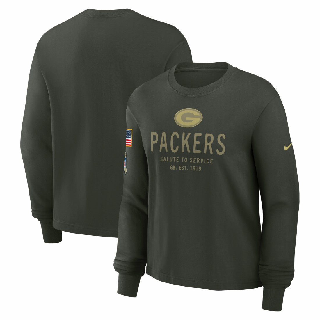 Green Bay Packers Women's 2025 Salute to Service Sideline Dri-FIT Long Sleeve T-Shirt - Dark Green | Nike cheap
