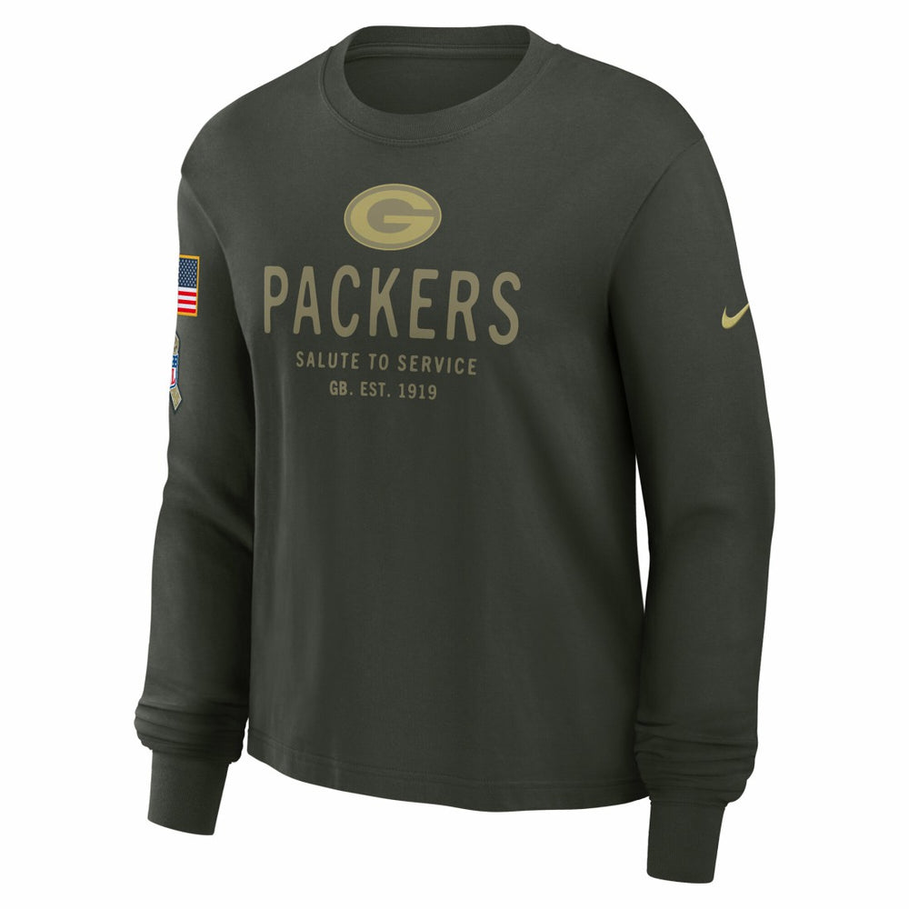 Green Bay Packers Women's 2025 Salute to Service Sideline Dri-FIT Long Sleeve T-Shirt - Dark Green | Nike cheap