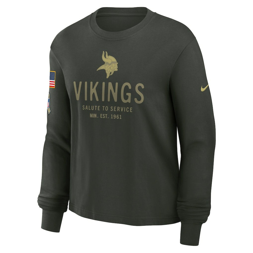 Minnesota Vikings Women's 2025 Salute to Service Sideline Dri-FIT Long Sleeve T-Shirt - Dark Green | Nike for sale