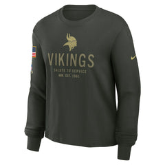 Minnesota Vikings Women's 2025 Salute to Service Sideline Dri-FIT Long Sleeve T-Shirt - Dark Green | Nike for sale