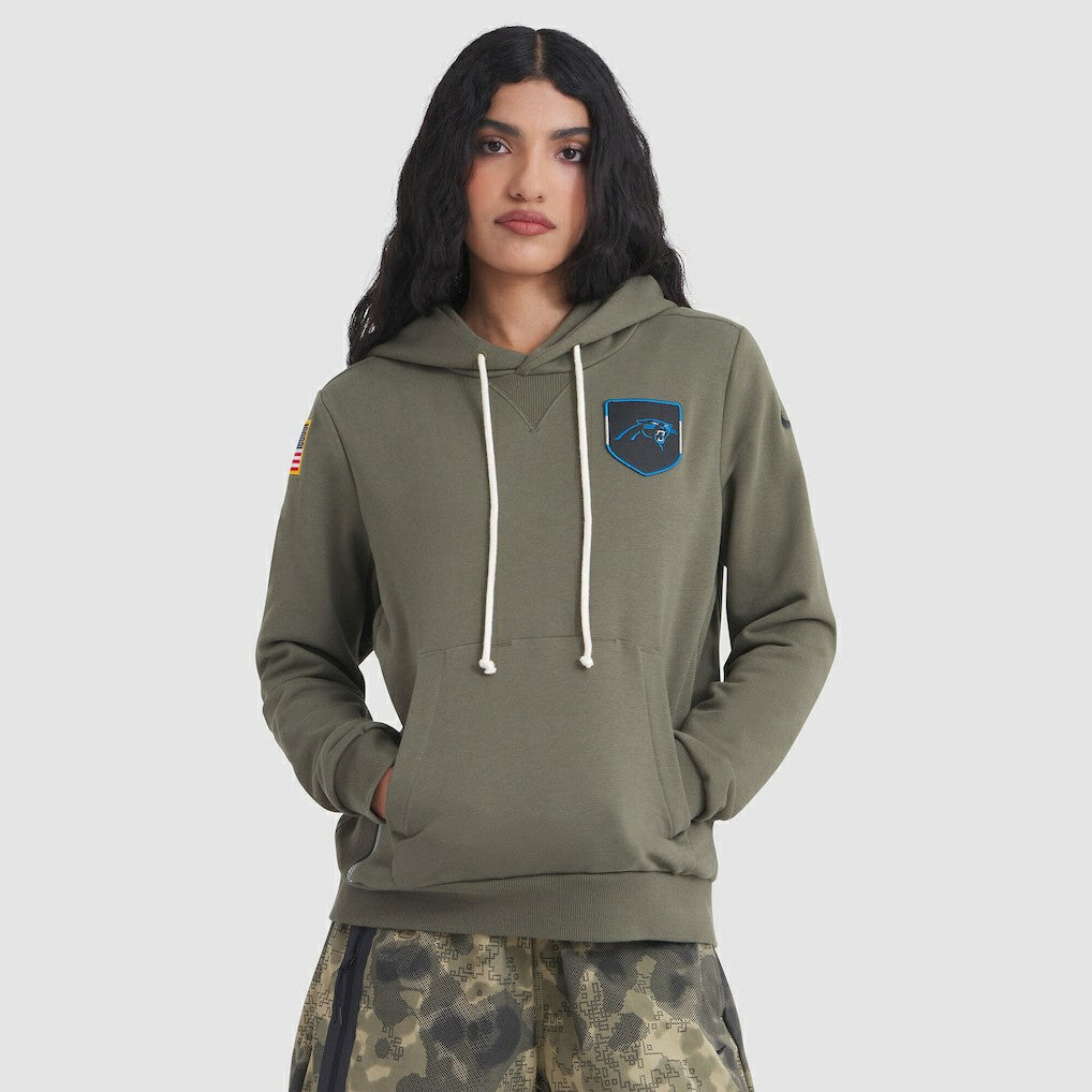 Carolina Panthers Women's 2025 Salute to Service Sideline Standard Issue Dri-FIT Hoodie - Olive | Nike for sale