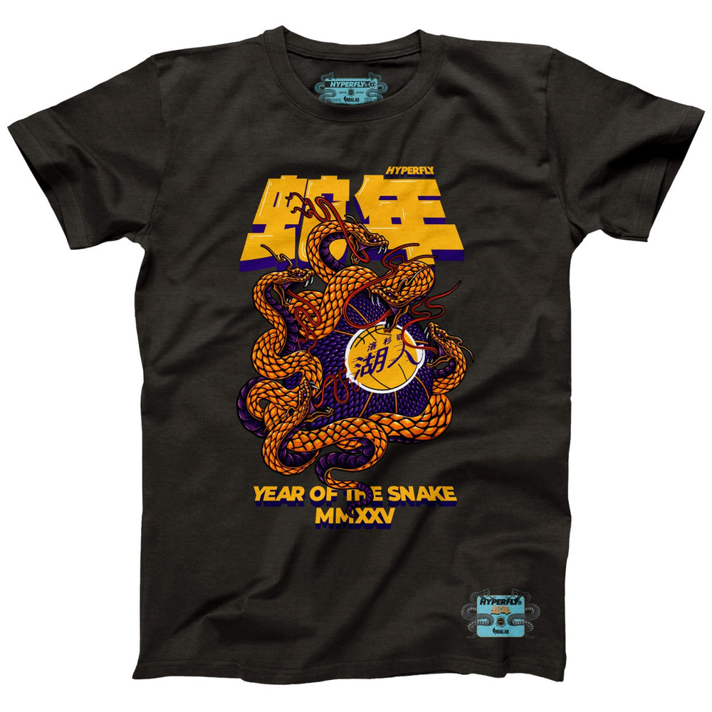 Los Angeles Lakers NBALab x Hyperfly Unisex Year of the Snake Lunar New Year Collection T-Shirt - Heather Black for sale