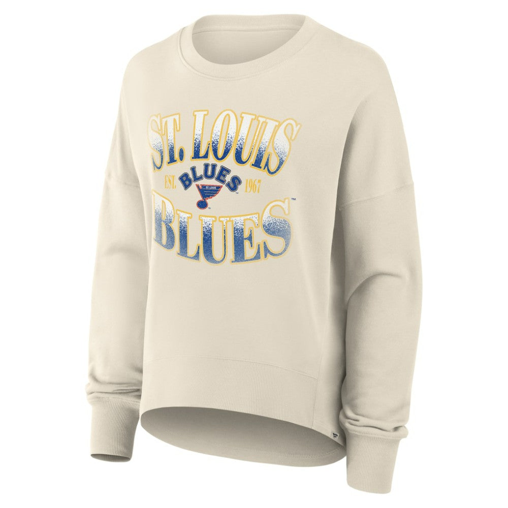 St. Louis Blues Fanatics Women's Oversized Vintage Slice Pullover Sweatshirt Cream