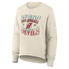New Jersey Devils Fanatics Women's Oversized Vintage Slice Pullover Sweatshirt Cream