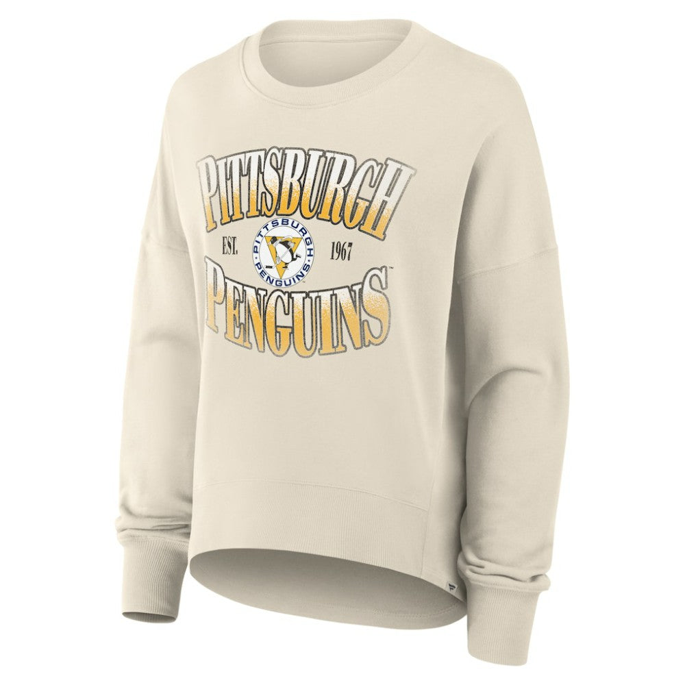Pittsburgh Penguins Fanatics Women's Oversized Vintage Slice Pullover Sweatshirt Cream