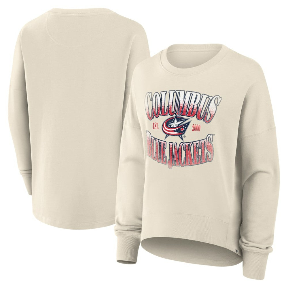 Columbus Blue Jackets Fanatics Women's Oversized Slice Pullover Sweatshirt Cream