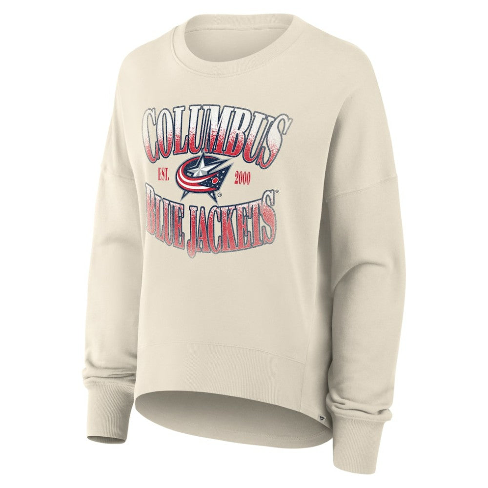 Columbus Blue Jackets Fanatics Women's Oversized Slice Pullover Sweatshirt Cream