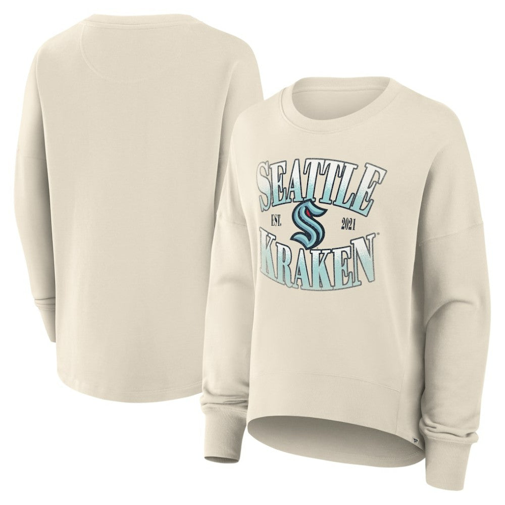 Seattle Kraken Fanatics Women's Oversized Slice Pullover Sweatshirt Cream