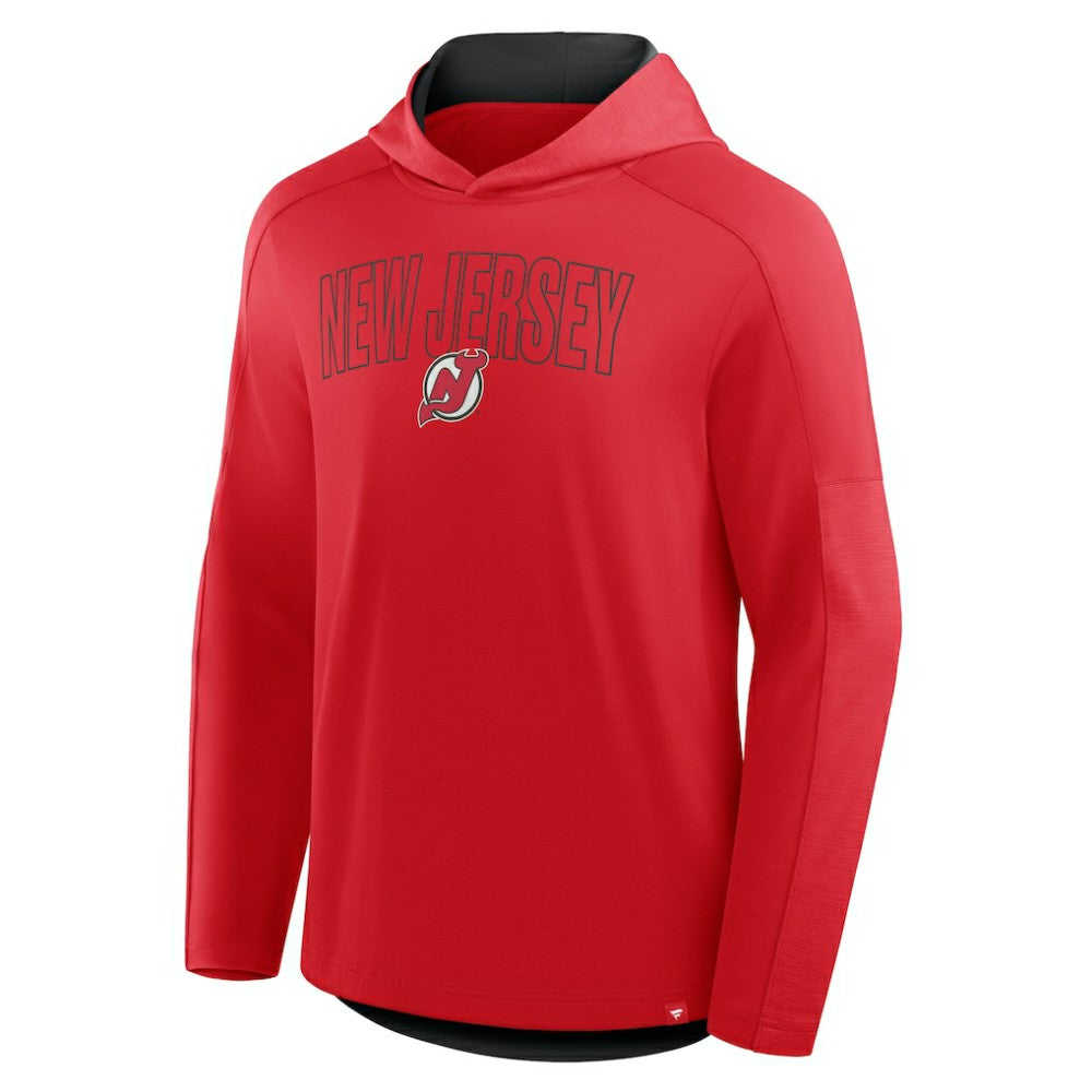 New Jersey Devils Fanatics Penalty Shot Long Sleeve Hoodie T-Shirt Red