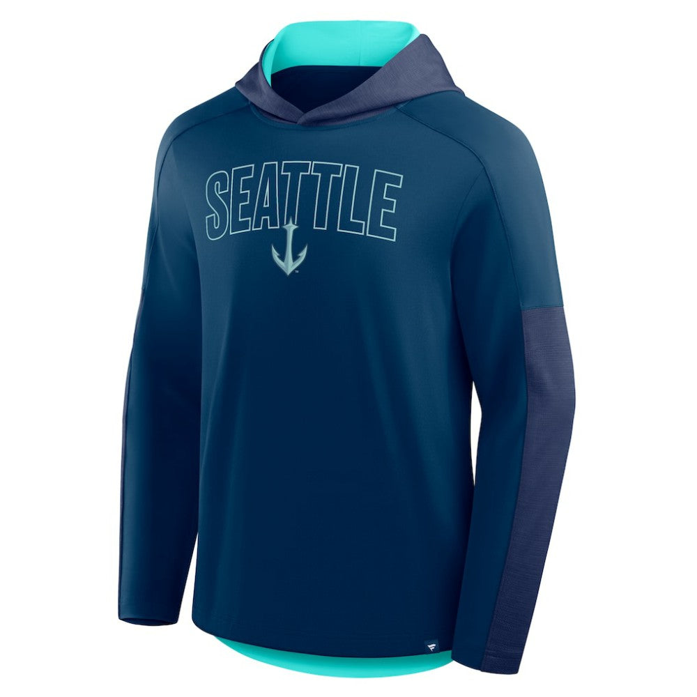 Seattle Kraken Fanatics Penalty Shot Long Sleeve Hoodie T-Shirt Deep Sea Blue