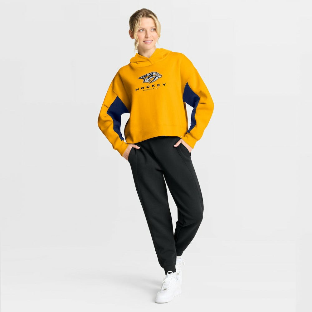 Nashville Predators Fanatics Women's Back Check Boxy Hoodie Gold