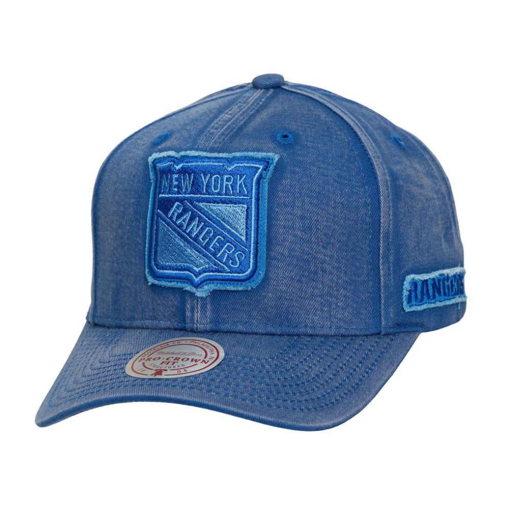 New York Rangers Mitchell & Ness Downtown Snow Wash Pro-Crown Adjustable Hat Blue