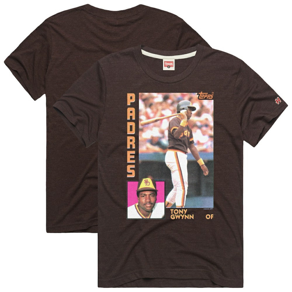 Tony Gwynn San Diego Padres Homage 1984 Topps Baseball Card Player T-Shirt - Brown