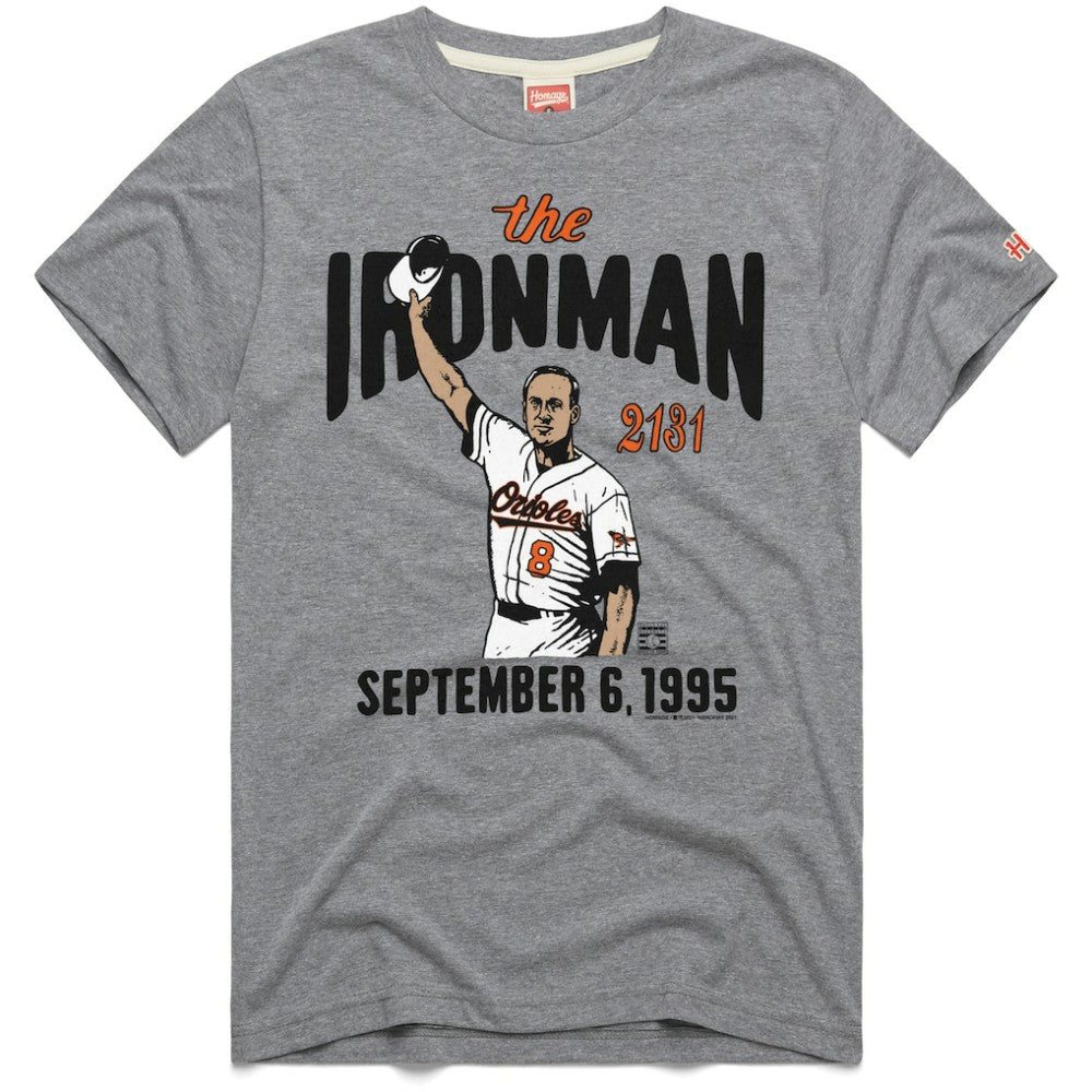 Cal Ripken Jr. Baltimore Orioles Homage Graphic Player T-Shirt - Gray
