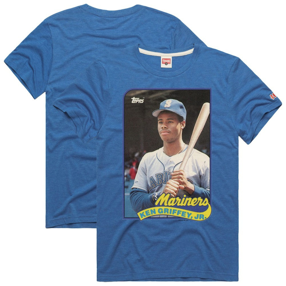 Ken Griffey Jr. Seattle Mariners Homage 1989 Topps Baseball Card Player T-Shirt - Royal