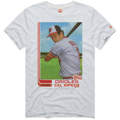 Cal Ripken Jr. Baltimore Orioles Homage 1982 Topps Baseball Card Player T-Shirt - Ash